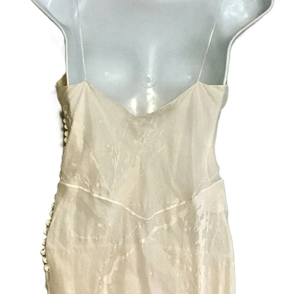 Christian Dior Boutique Paris Vintage Silk Slip Maxi Dress-Lace Panels-FR 36 - Picture 4 of 11
